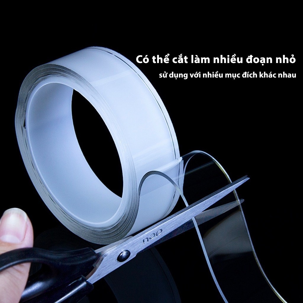 Băng keo dán nano 2 mặt siêu dính trong suốt dày 1mm dài 2m rộng 3cm Băng Dính Đa Năng Chống Nước - Nhiều Kích Cỡ [Hàng Cao Cấp Loại Dày 1mm] – Chọn Chiều Dài – Siêu Bám Dính