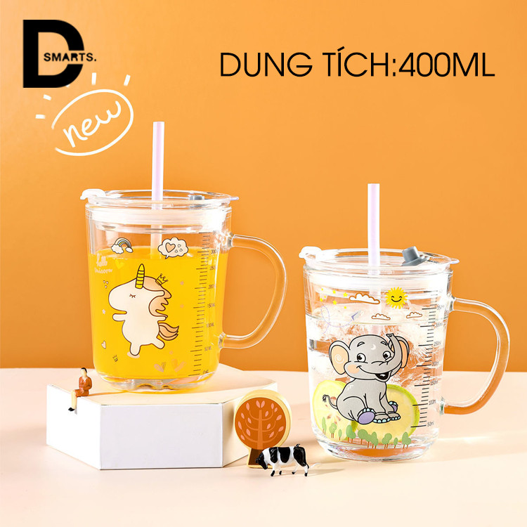 Cốc thủy tinh chống tràn tuyệt đối thiết kế nhỏ gọn,dung tích 400ml dễ dàng mang theo mọi nơi
