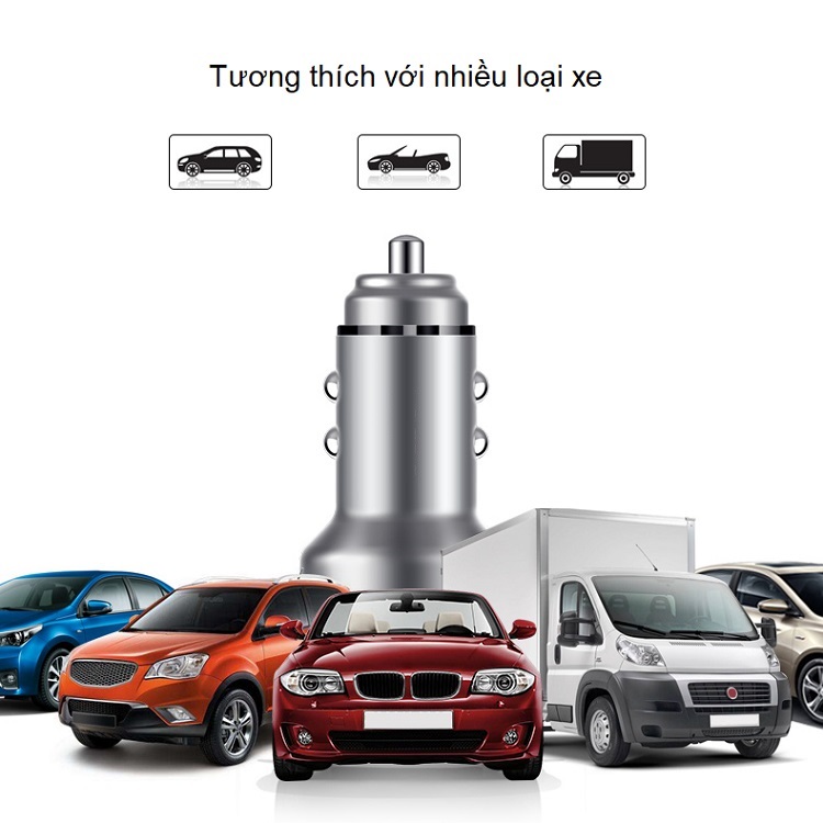 Phụ kiện chia tẩu cắm sạc trên ô tô tích hợp 2 cổng USB sạc nhanh cao cấp
