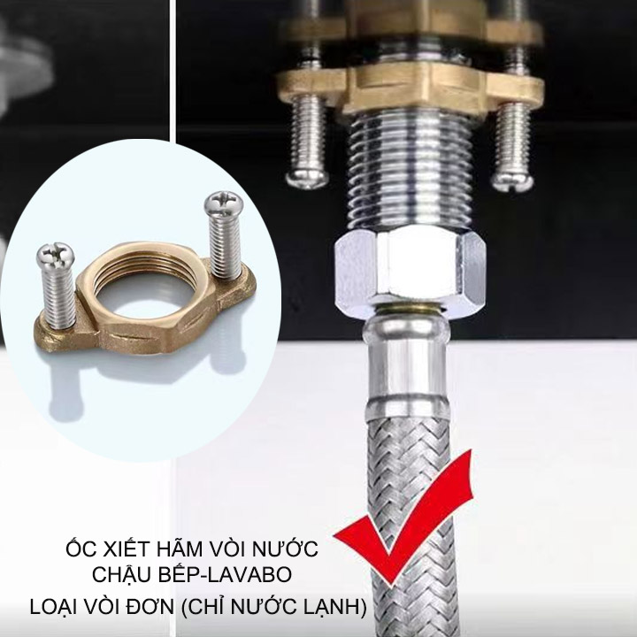 Ốc hãm chân vòi nước lạnh chậu bếp, lavabo thông minh, chắc chắn