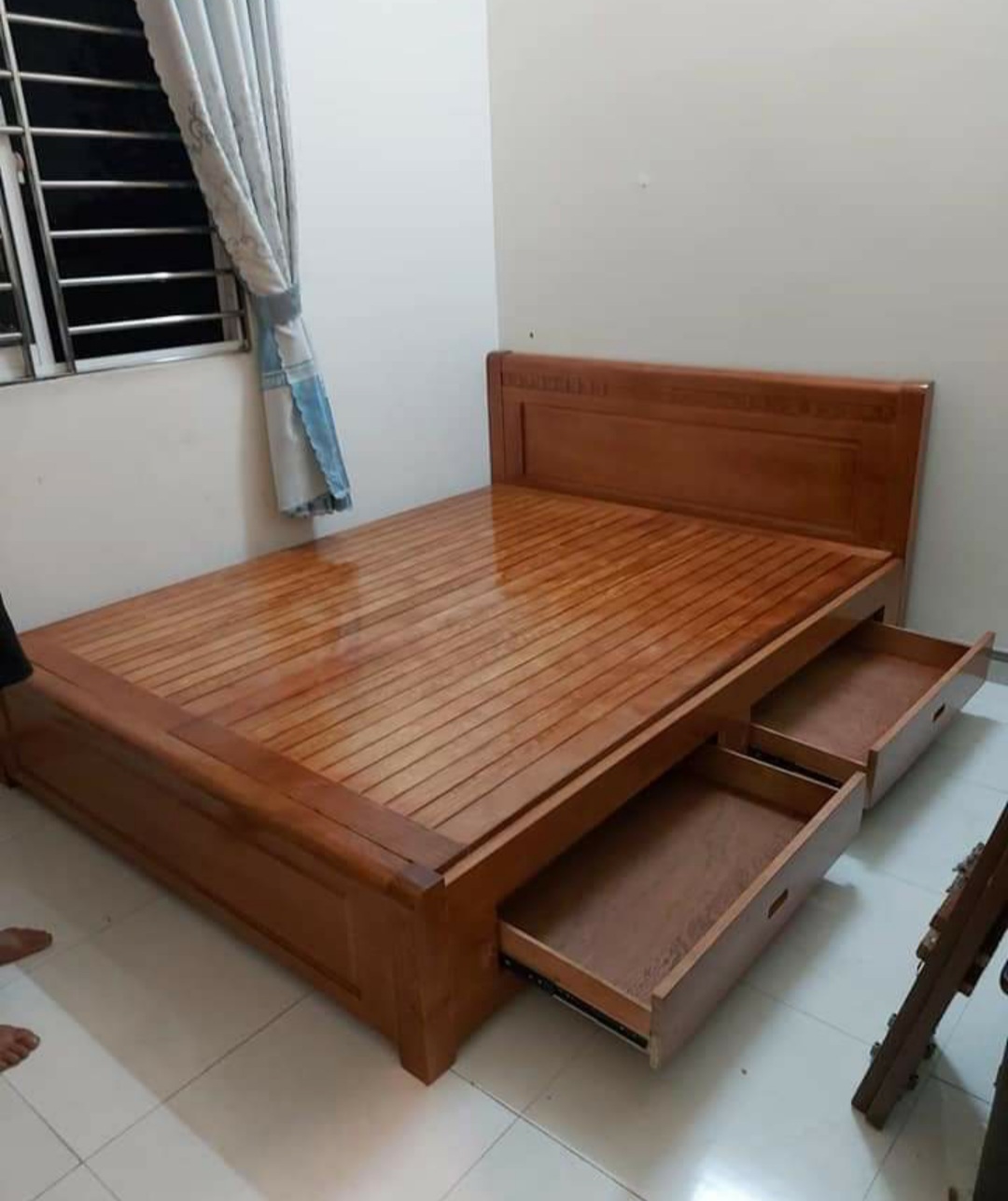 Giường gỗ sồi nga hộc kéo dạt phẳng 1 M 8