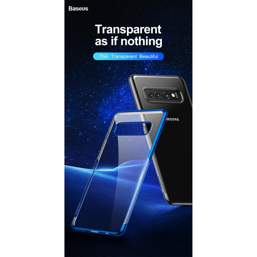 Ốp lưng cho Samsung Galaxy S10 & S10 Plus dẻo trong suốt viền màu hàng chính hãng Baseus