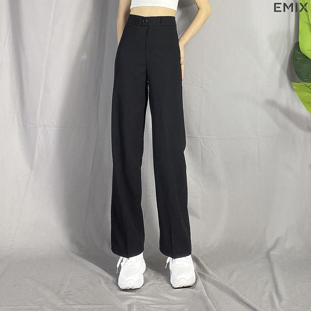 Quần tây nữ ống rộng lưng cao EMIX (3 màu). culotes. dài 100cm, khóa trước, chất tuyết mưa mềm mịn, đứng dáng 09