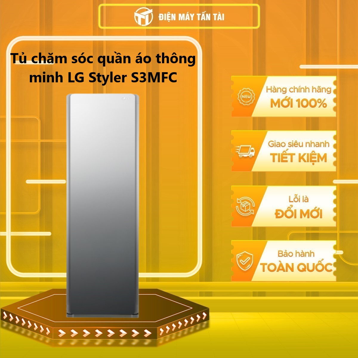 Tủ chăm sóc quần áo thông minh LG S3MFC Màu gương kính - hàng chính hãng( Chỉ giao HCM)