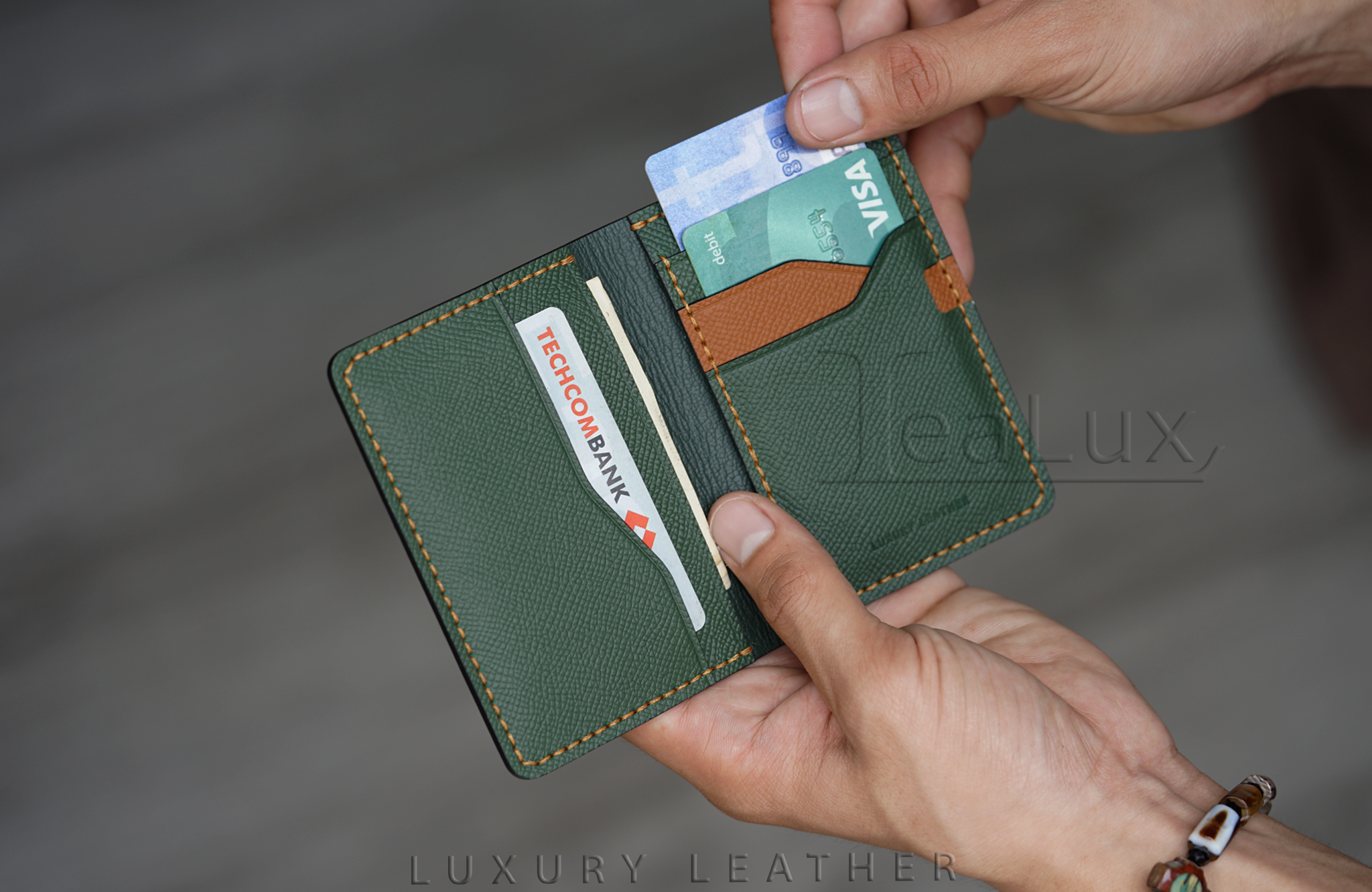 Ví Đựng Thẻ Nam Nữ Da Epsom Handmade Lealux Mini Epsom Wallet 1