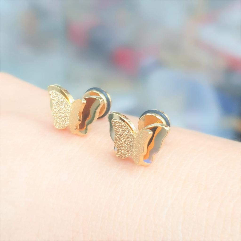 Bông Tai Cánh Bướm Mẫu Khóa Vặn Titanium Cao Cấp- Dùng bền màu tắm rửa không đen khóa chắc
