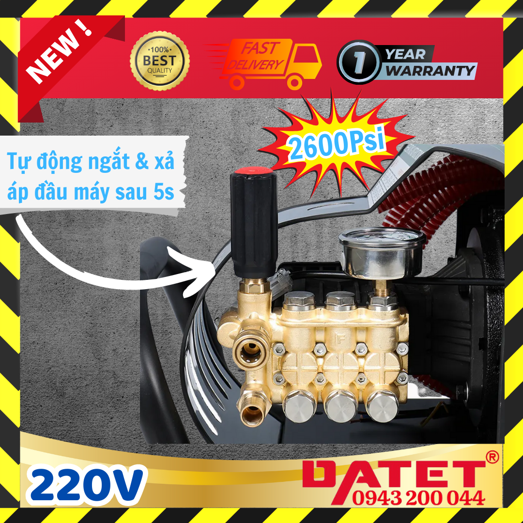 Máy xịt rửa xe cao áp thông minh 180Bar-2600si, máy rửa xe áp lực cao tự chẩn đoán lỗi, tự động ngắt sau 5s 20M26-3.7T4