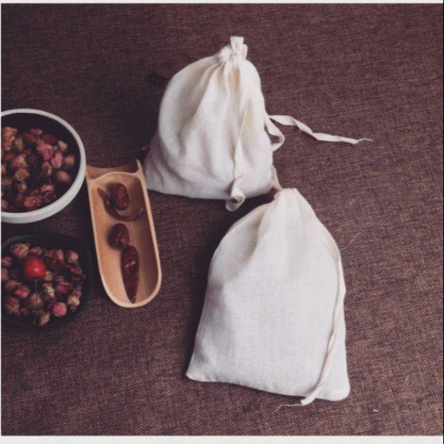 Túi Lọc Vải Bông Nấu Ăn, Túi Lọc Vải Dây Vải Rút 30x40cm