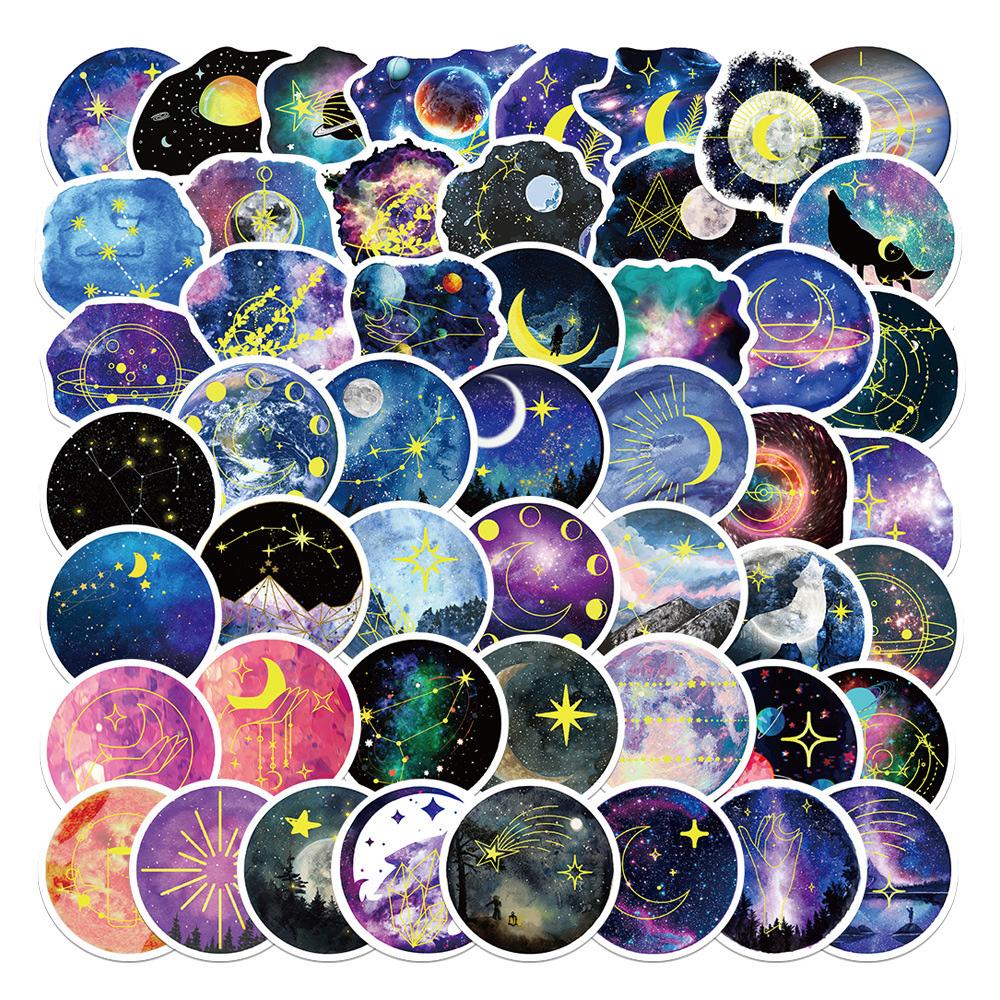 Sticker mặt trăng moonlight trời sao galaxy trang trí mũ bảo hiểm, guitar, ukulele, điện thoại, sổ tay, laptop - mẫu S7
