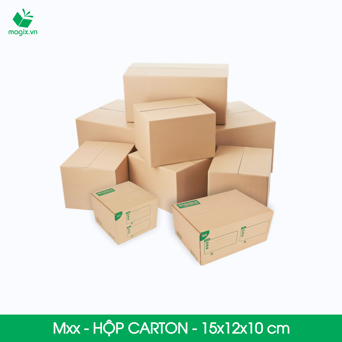 Hộp 15x12x10 cm - Combo 100 thùng hộp carton đóng hàng - tùy chọn chất lượng