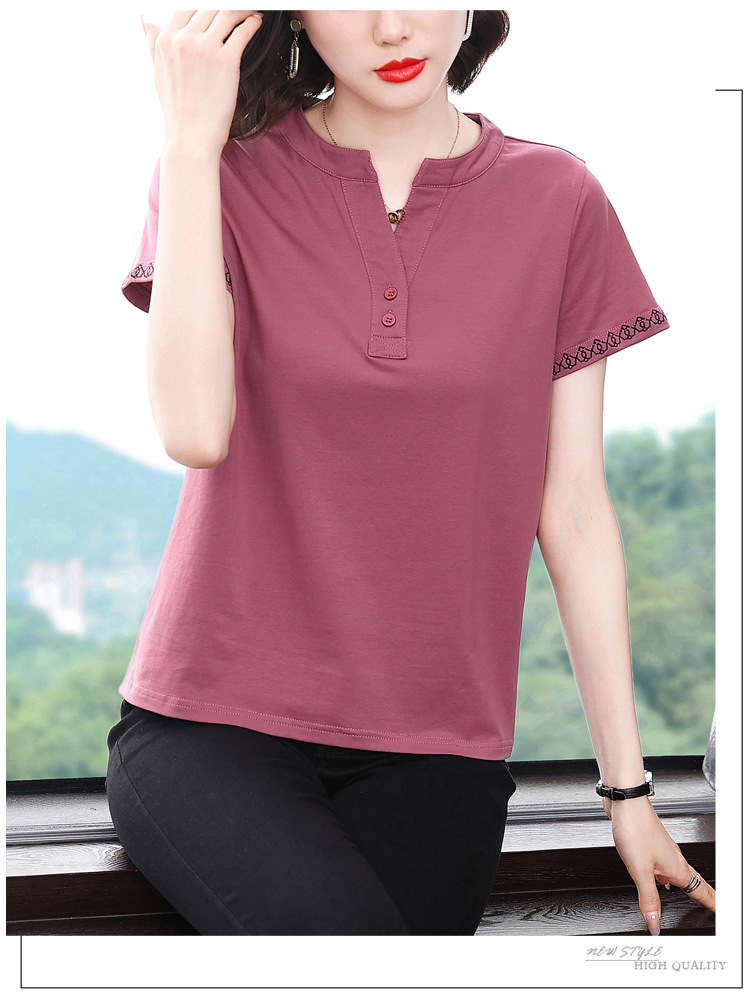 Áo Thun Nữ Tay Ngắn Cổ Chữ V Màu Trơn Mùa Hè SM104 - Hàng Quảng Châu Cao Cấp