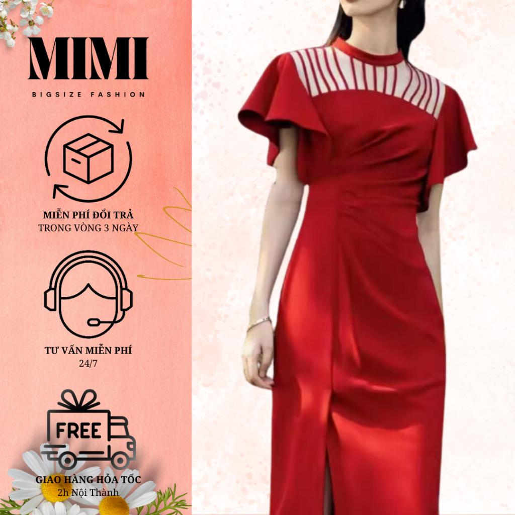 MIMI BigSize [50KG-100KG] Đầm BigSize Tay Ngắn Ngực Ren Xẻ Tà BS272