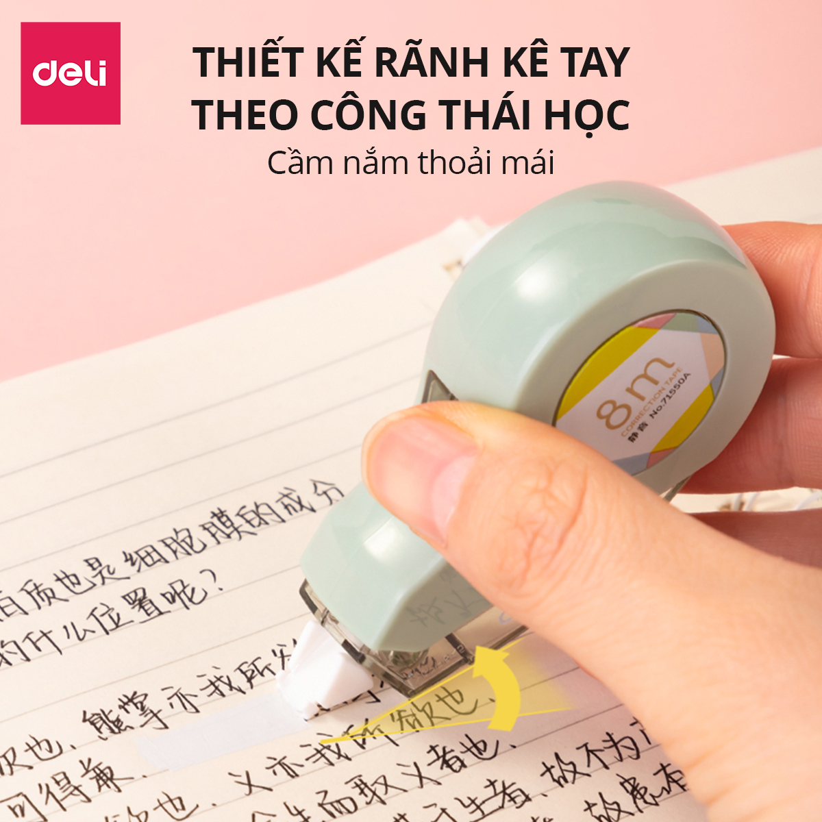 Bút Xóa Băng Học Sinh 8M Xinh Xắn Deli - Xóa Sạch Bám Dính Tốt Khô Nhanh Viết Đè Lên Ngay - Băng Kéo Văn Phòng Nhiều Màu