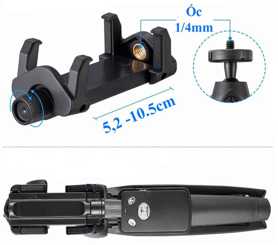 Gậy chụp ảnh YT 9928 kèm nút bluetooth và túi đựng TiMa.lala tiện lợi kiêm tripod chân đế 3 chân - Hàng chính hãng