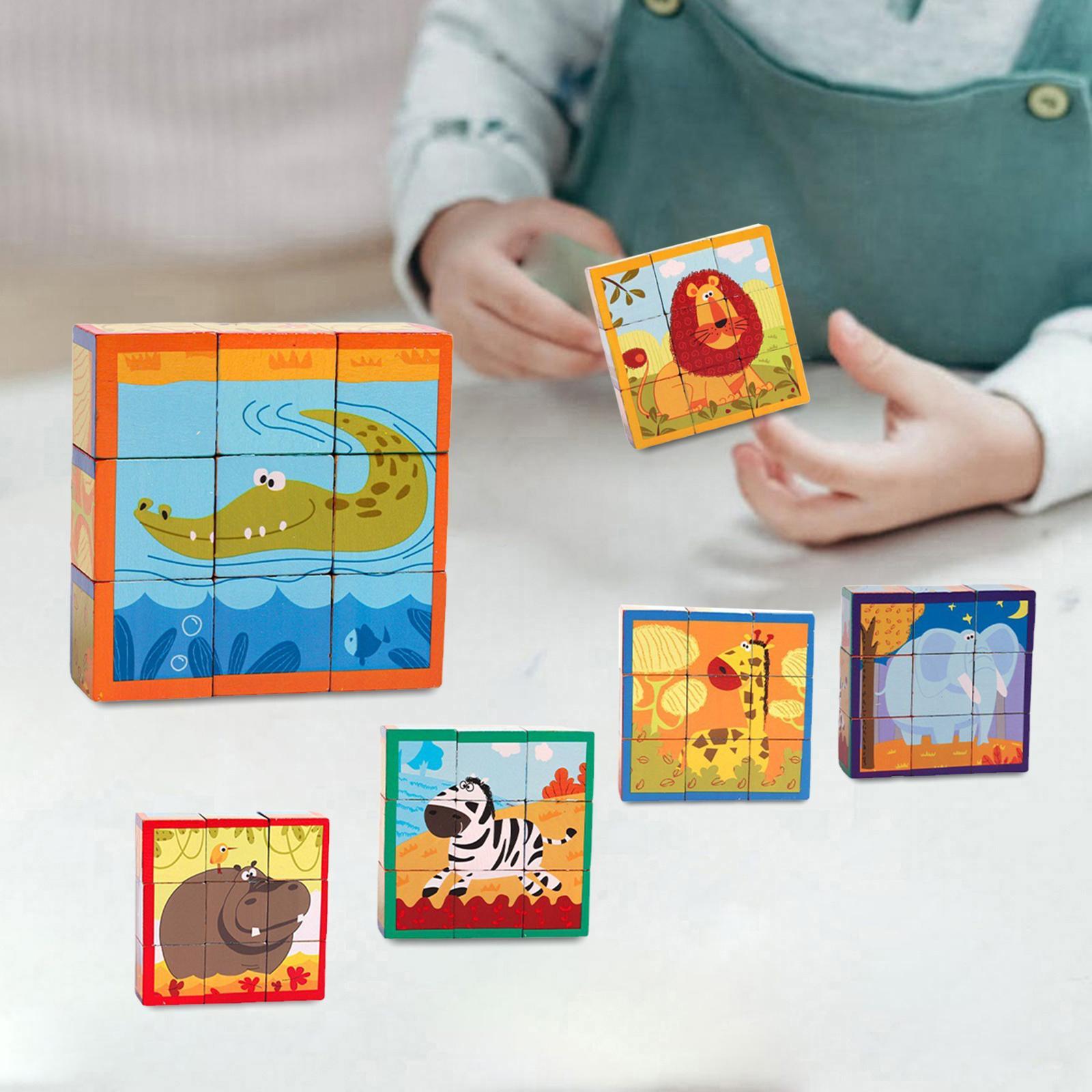 Wooden Cartoon Puzzle Montessori Shape Matching Game for Travel