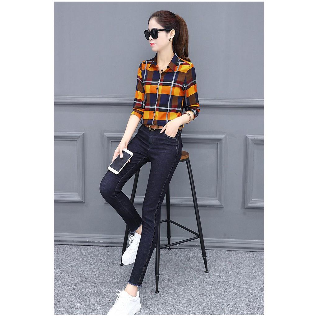 Áo sơ mi nữ kẻ sọc phối màu trẻ trung, năng động sm184