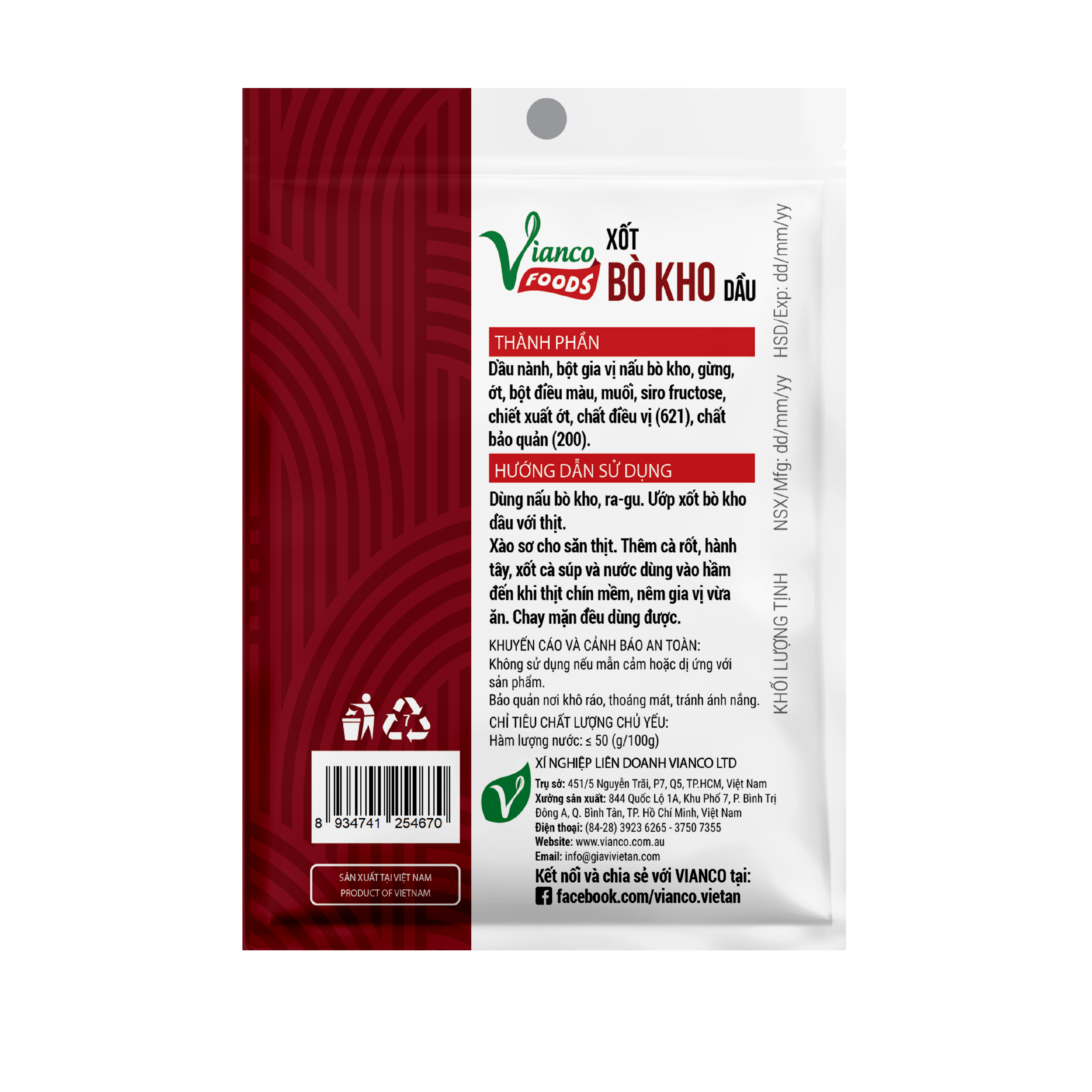 Combo 5 gói Xốt Bò Kho Dầu Việt Ấn 25gr