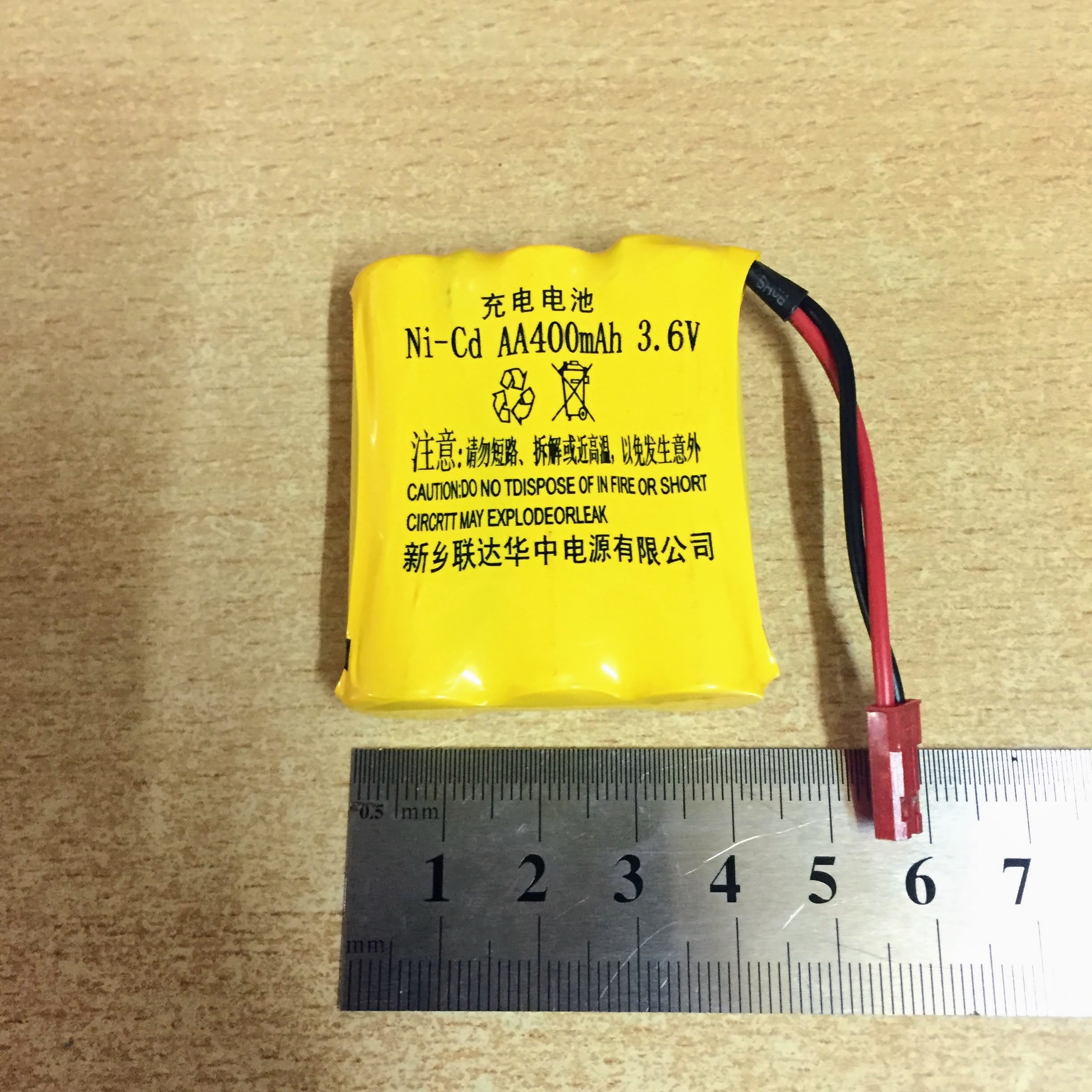 Pin sạc 3.6V dung lượng 400mah chân cắm jack JST màu đỏ dài