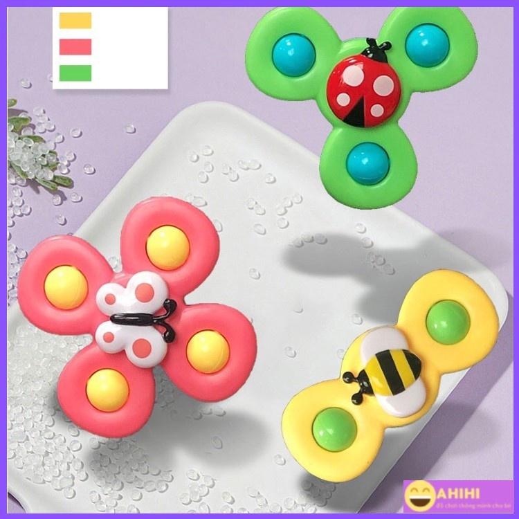 Set 3 đồ chơi con quay spinner hình côn trùng vui nhộn cho bé, có thể dính tường phát âm thanh hàng chuẩn