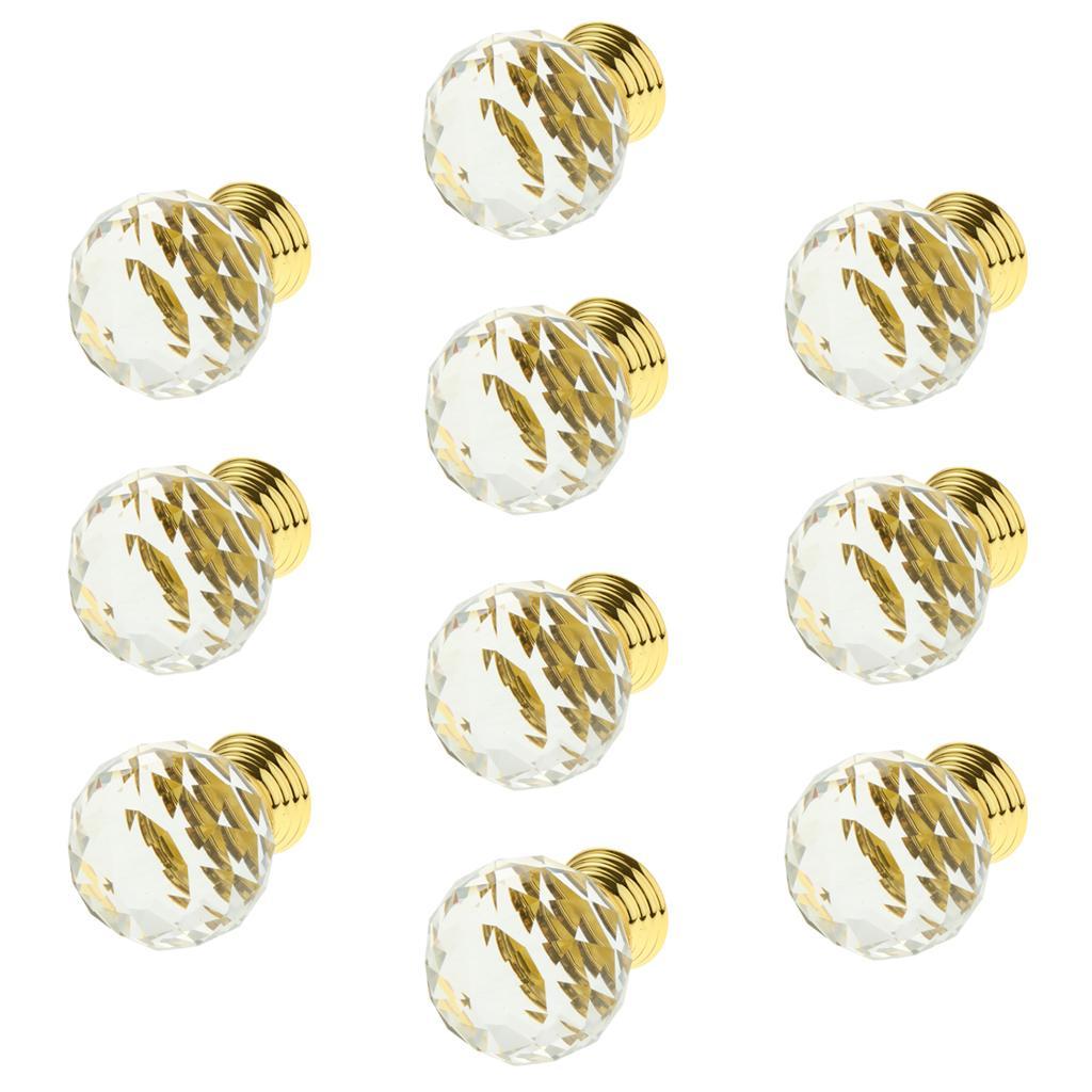10pcs Glass Diamond Door Knob Drawer Dresser Pull Handle Cabinet Hardware