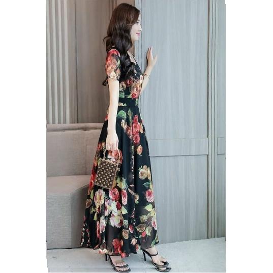 ĐẦM XÒE HỌA TIẾT HOA HỒNG