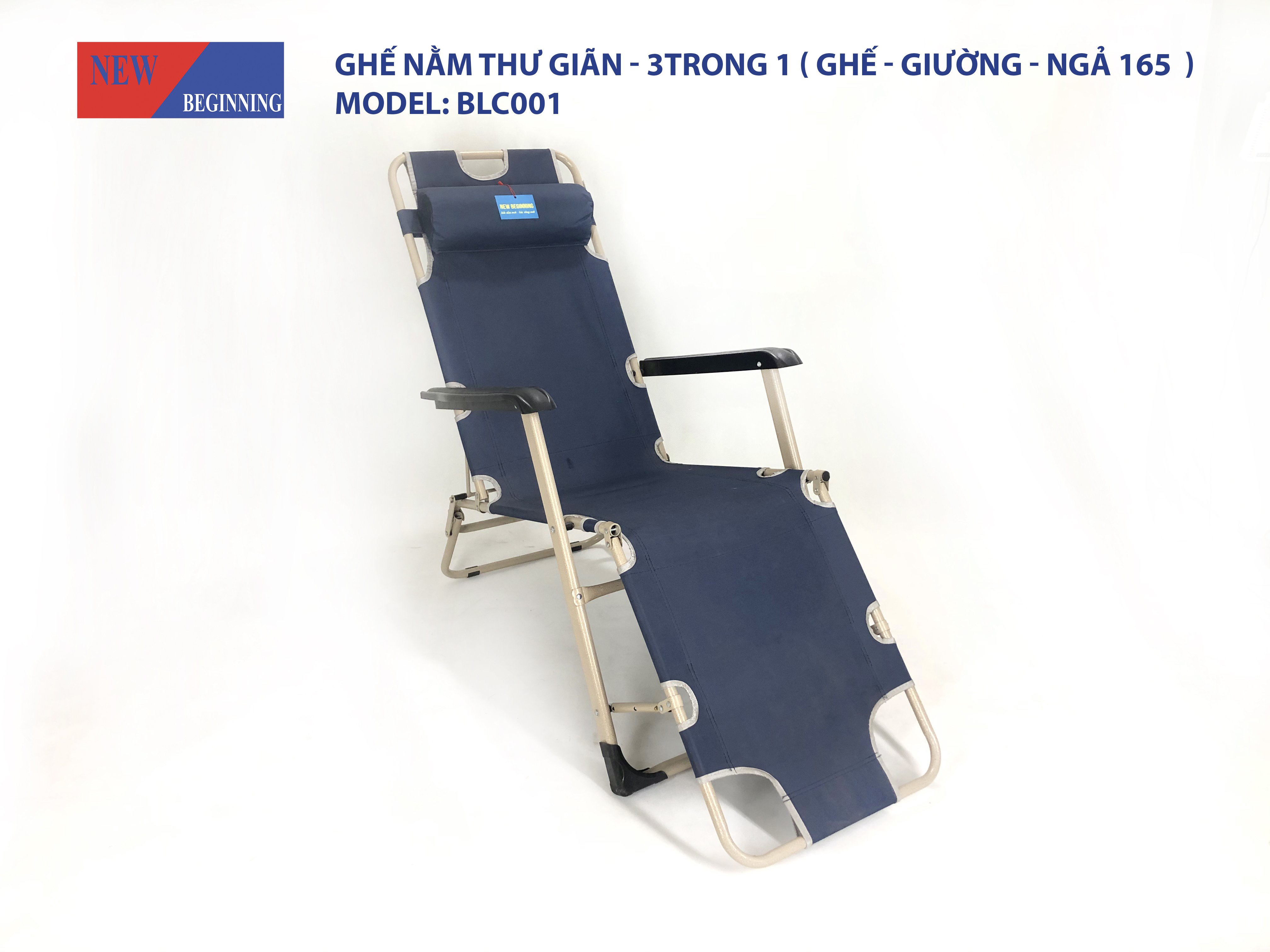 Ghế xếp thư giãn, Khung sắt cao cấp, Ghế xếp nằm ngủ trưa gấp gọn tiện lợi New Beginning