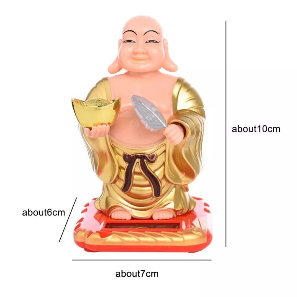 PHẬT DI LẠC DÁNG ĐỨNG VẪY QUẠT GẬT ĐẦU CHẠY NĂNG LƯỢNG MẶT TRỜI ĐEM MAY MẮN