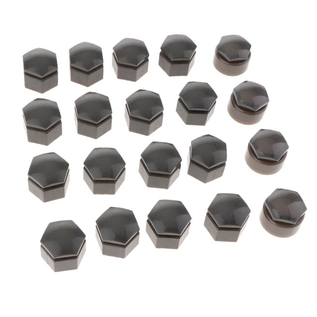 20PCS 19mm Car Hub Screw  Wheel Nut Lug Dust Cover Caps  Gray