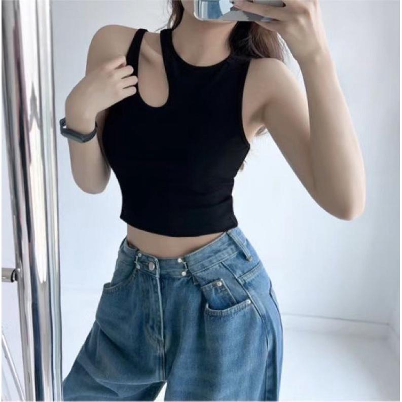 áo croptop nữ khoét vai có mút cá tính, áo bra nữ, áo ba lỗ