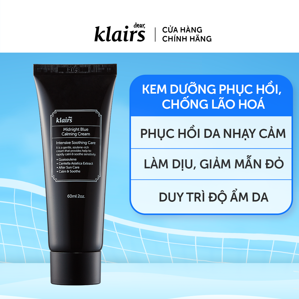 Kem dưỡng da Dear, Klairs Midnight Blue Calming Cream 60ml