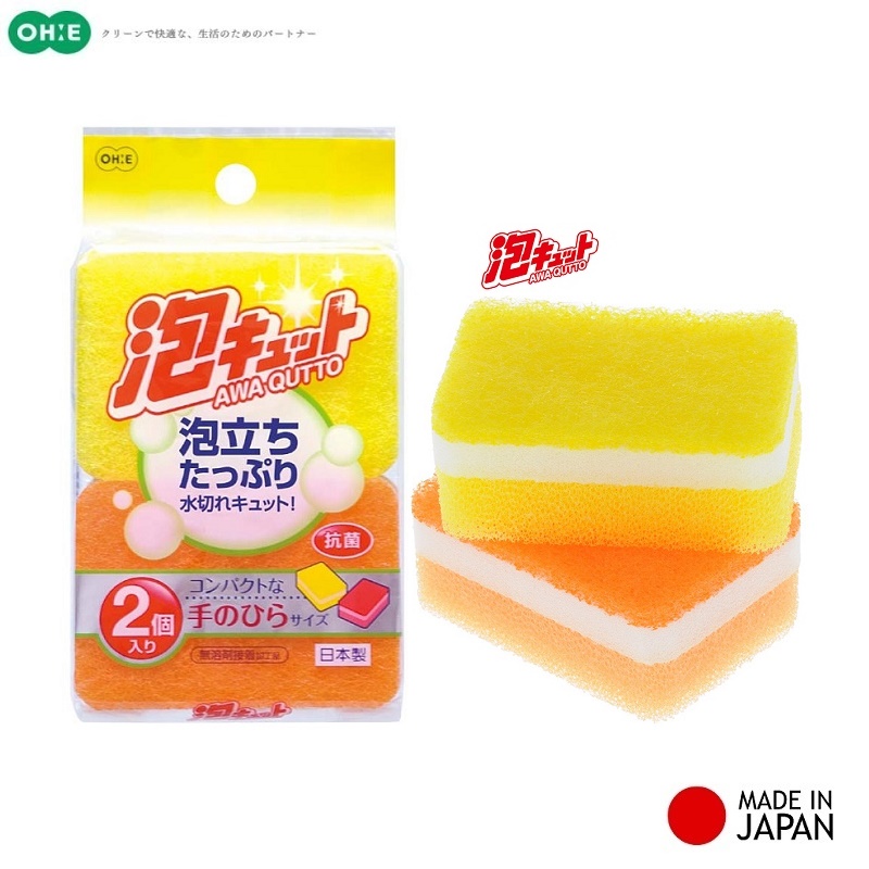 SET 02 MIẾNG MÚT CHÀ NỒI, RỬA CHÉN BÁT OHE AWA QUTTO NỘI ĐỊA NHẬT BẢN (Made in Japan)