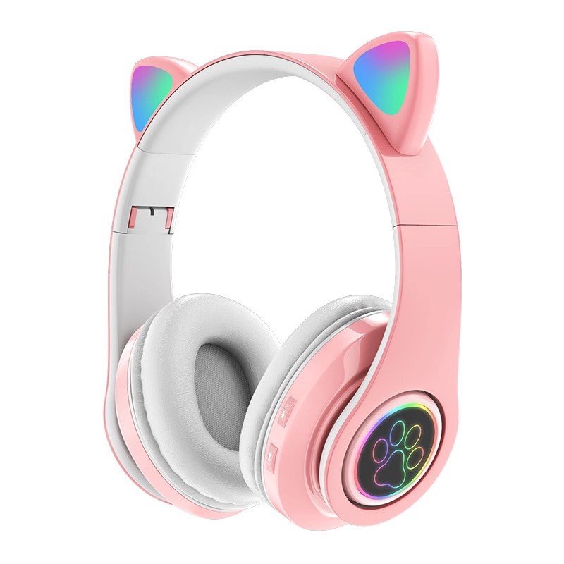 Tai Nghe Mèo Bluetooth chụp tai kết nối bluetooth 5.0, kèm dây AUX, có led nhiều màu.