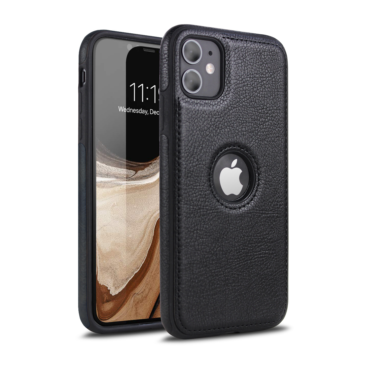 Ốp Lưng Da Cao Cấp Dành Cho Iphone 12 - Đen