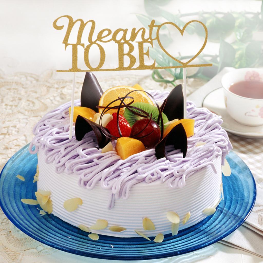 Glitter Paper Meant to Be Heart Cake Topper Wedding Party Cake Decor