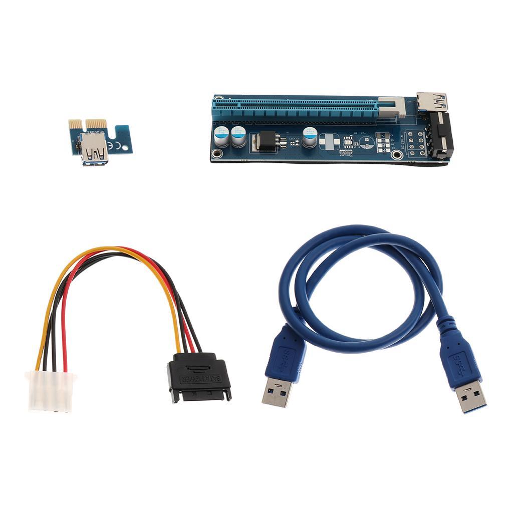 PCI- USB3.0 1x to 16x Extender Riser Card Adapter with Cables