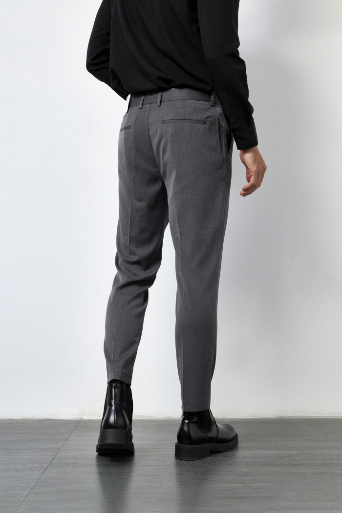 Quần Vải Nam ROUTINE Form Slim Crop vải mềm màu xám - 10F21PFO002CR1 | LASTORE MENSWEAR