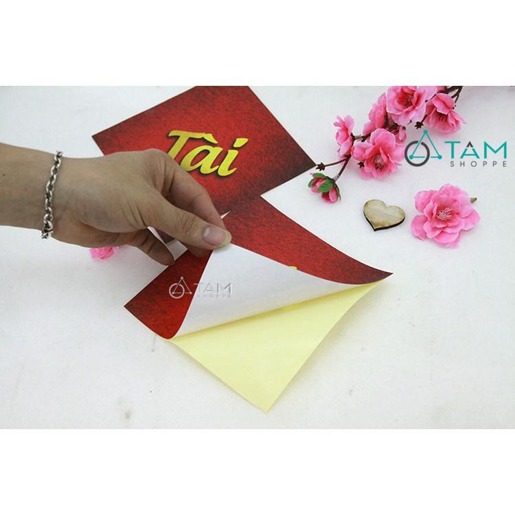 Bộ 6 tờ giấy Decal đỏ dán Tết in chữ Vintage số 01