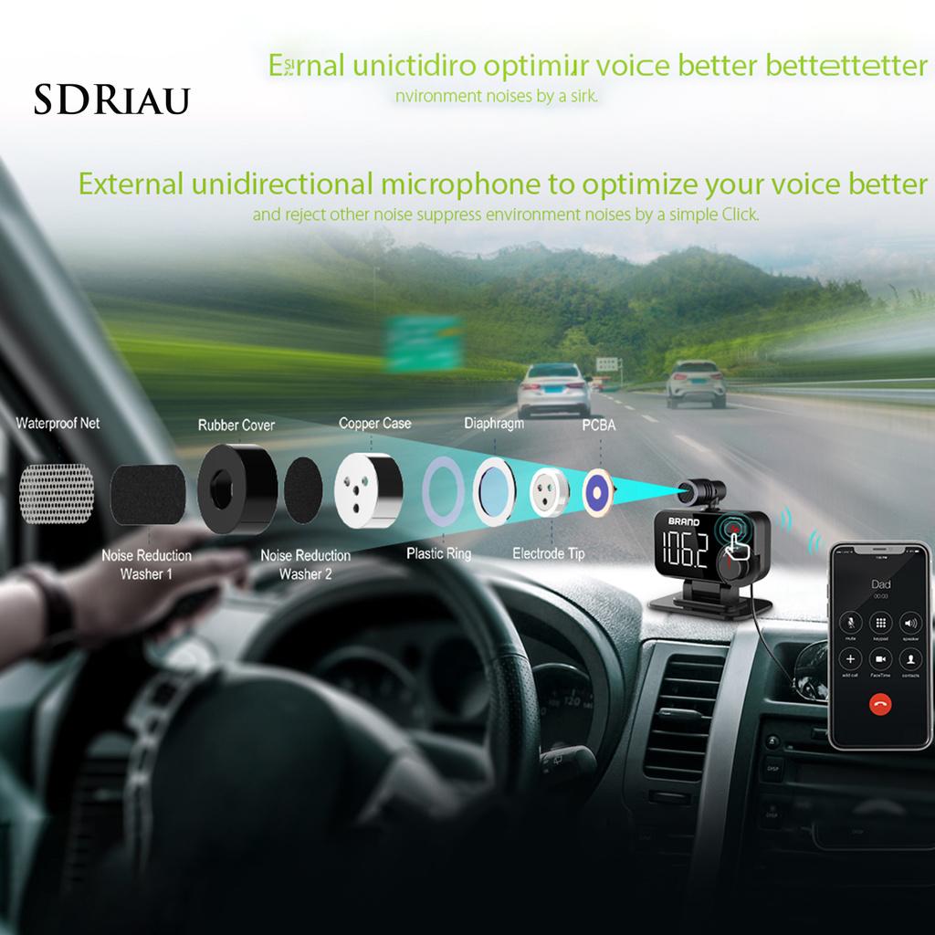 *QXDZ* BT92 FM Transmitter with External Microphone TF Card ABS Bluetooth 5.0 Car MP3 Player Charger for Car