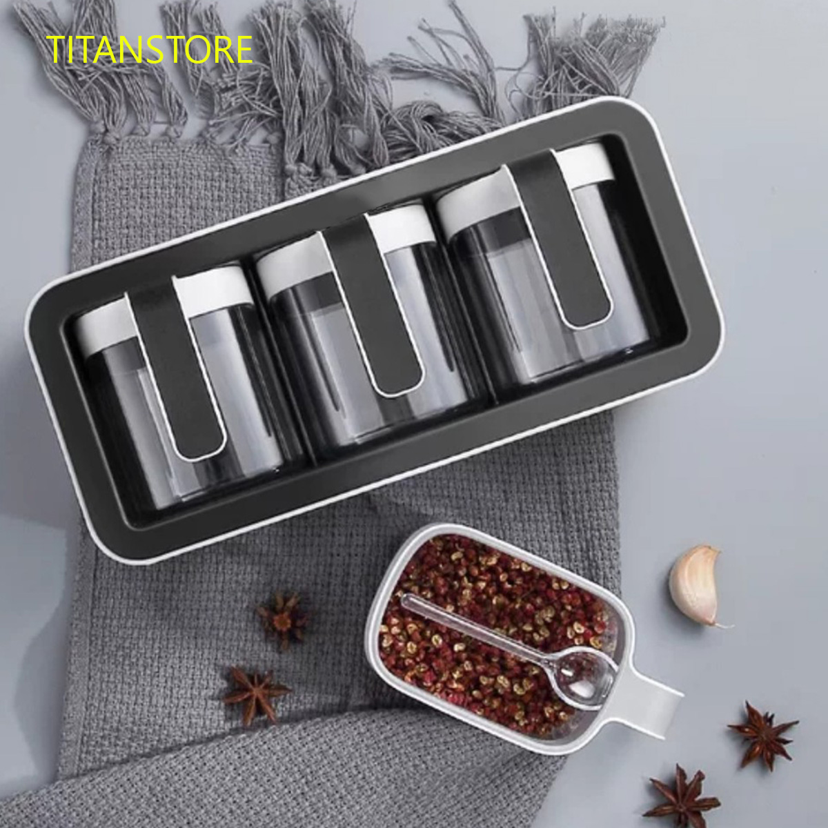 Kệ Đựng Gia Vị Dán Tường Thông Minh - Kèm Thìa, Miếng Dán Cường Lực Siêu Chắc - 2 ngăn và 3 ngăn cao cấp không khoan tường mẫu mới - Giao Màu Ngẫu Nhiên - Hàng chính hãng.