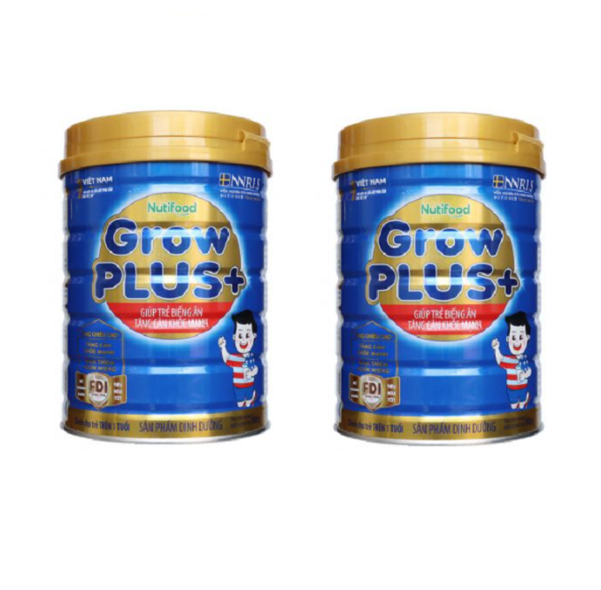 2 hộp Sữa Grow Plus xanh 900g (cho trẻ 1 tuổi trở lên) công thức FDI độc quyền của Nutifood Thụy Điển giúp trẻ biếng ăn tăng cân hiệu quả. Tặng khăn mặt mềm mịn cho bé.