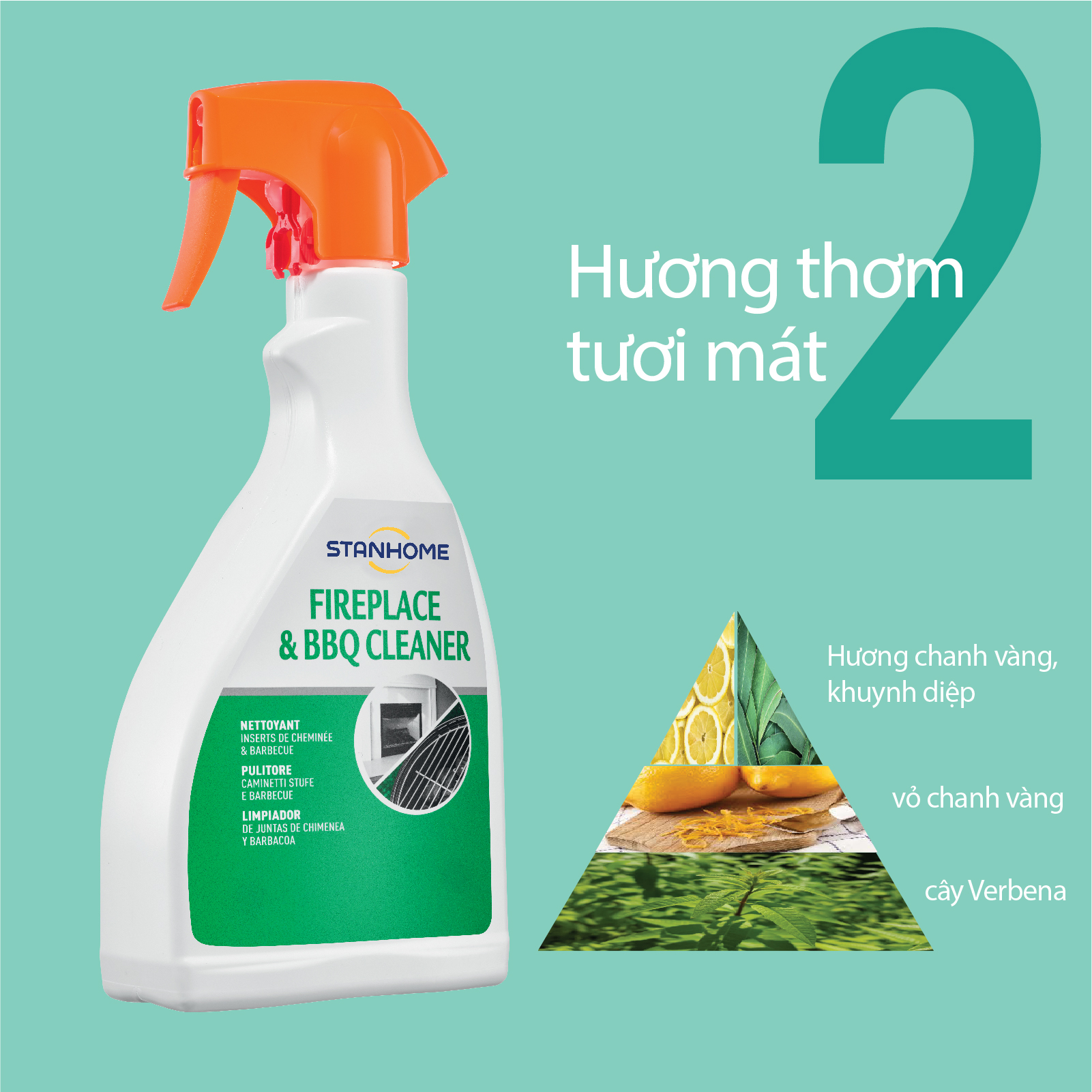 Xịt làm sạch bếp nướng BBQ, lò sưởi Stanhome Fireplace &amp; BBQ Cleaner 500ml