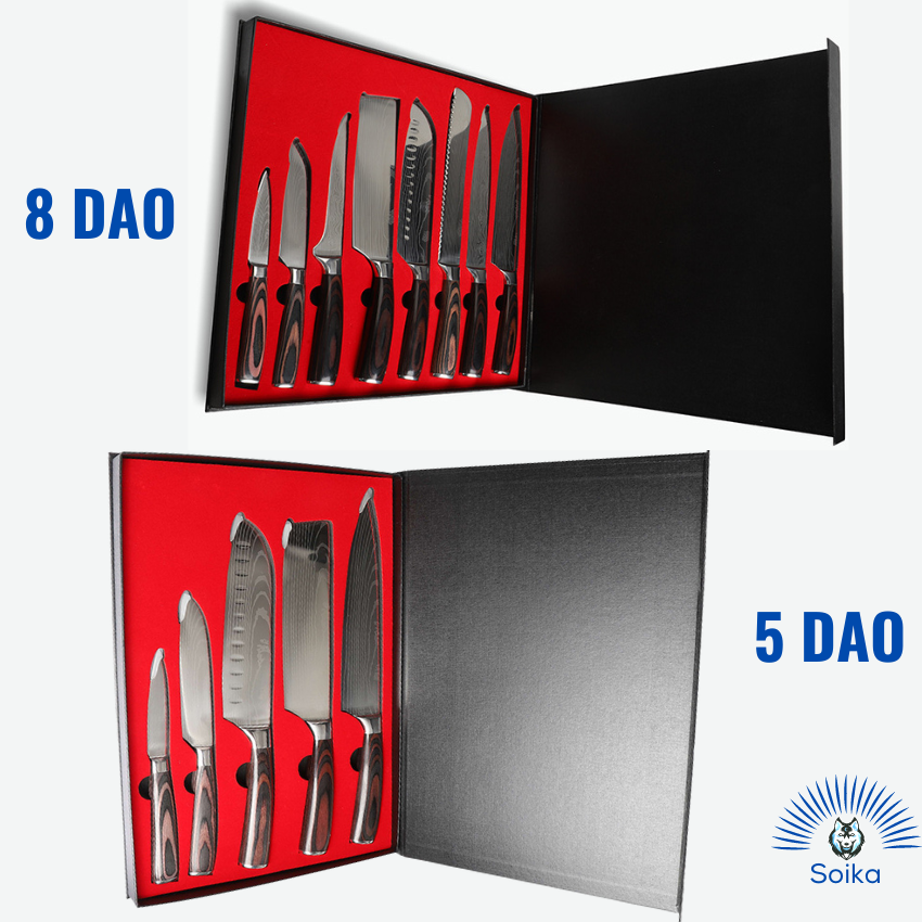 Bộ Dao Nhà Bếp Soika SK-P02 Thép Không Gỉ Cao Cấp Sắc Bén Rất Bền Được Đựng Trong Hộp Tặng Quà Đẹp Bắt Mắt