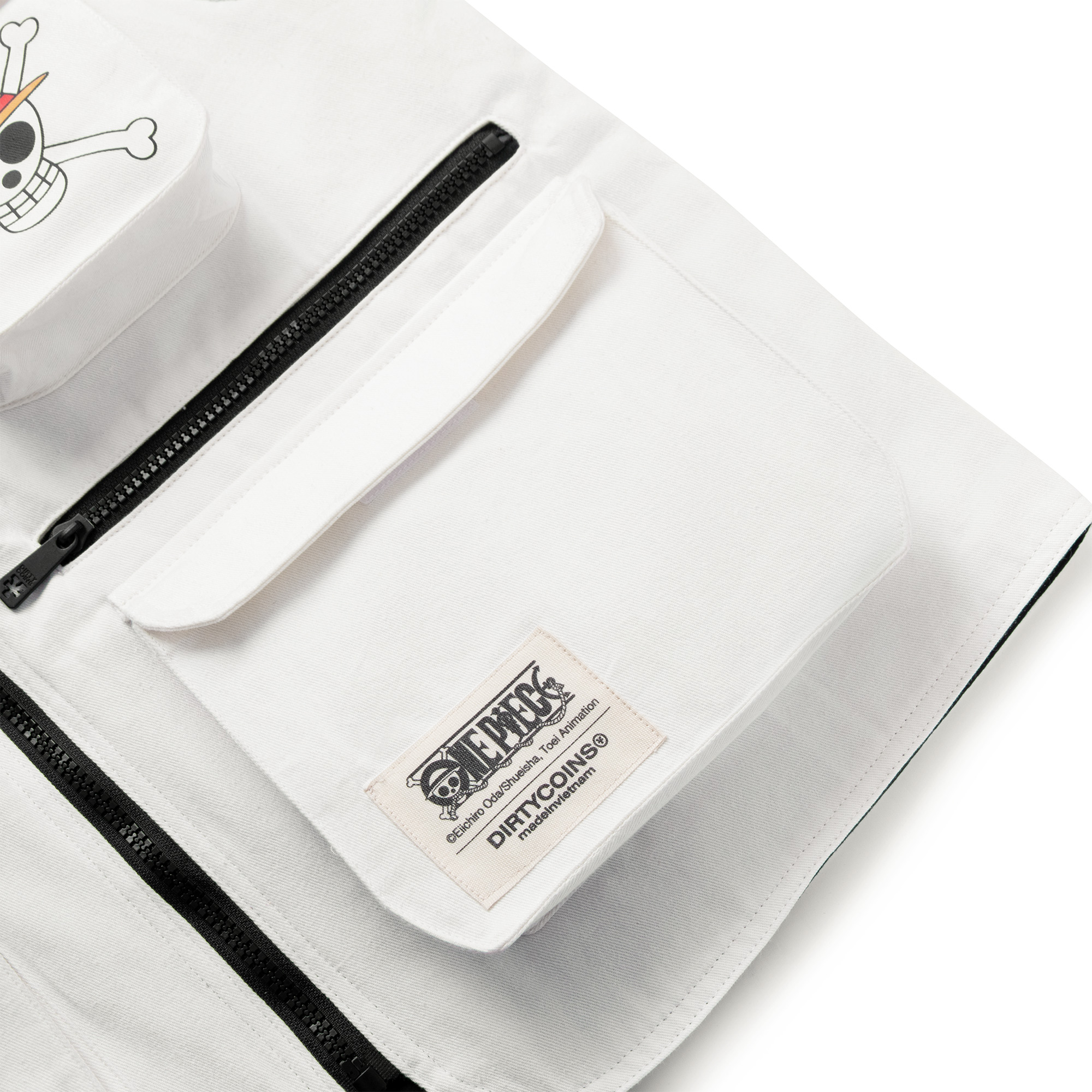 Áo Khoác DirtyCoins x One Piece Logo Utility Vest - White