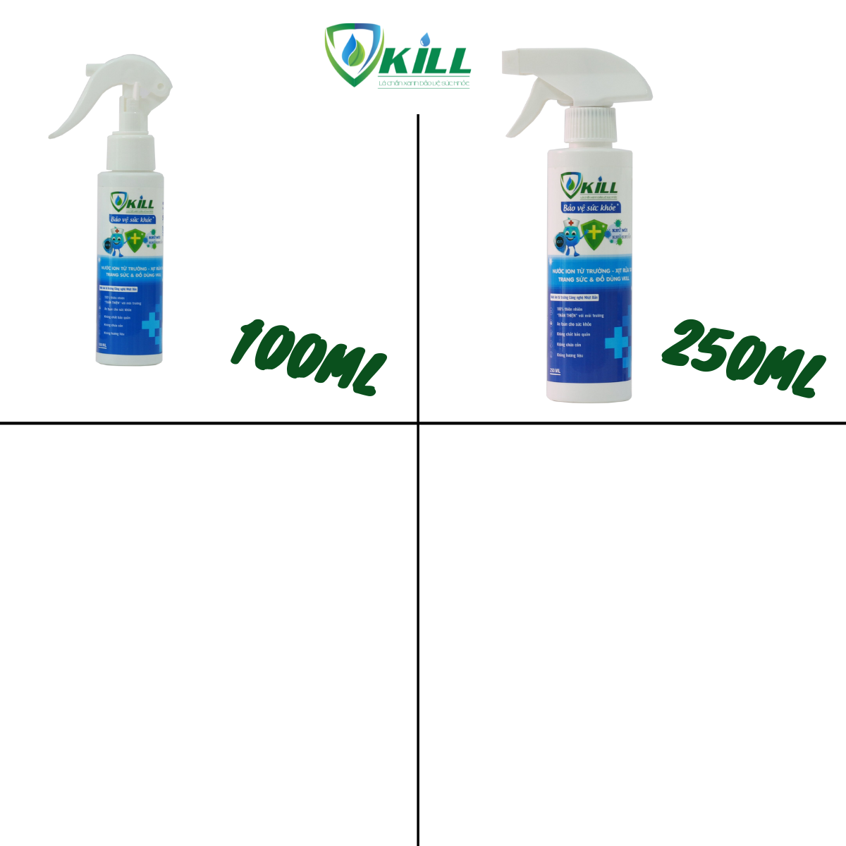 Nước xịt ion từ trường rửa tay, trang sức và đồ dùng KRILL 250ml diệt vi khuẩn, khử mùi và làm sạch, an toàn tuyệt đối