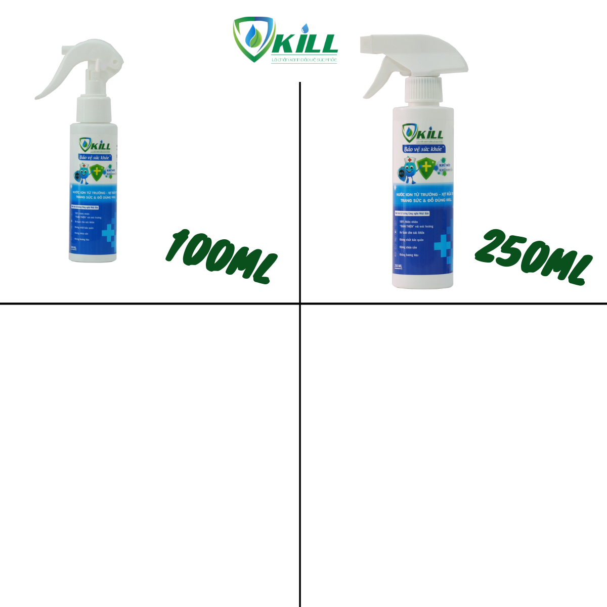 Nước rửa tay đánh bóng trang sức vàng bạc Vkill 250ml khử khuẩn làm sạch nhanh với ion từ trường