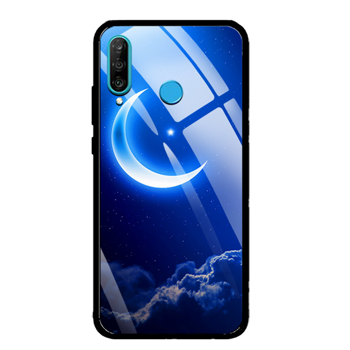 Ốp Lưng Kính Cường Lực cho điện thoại Huawei P30 Lite - 0220 MOON01 - Hàng Chính Hãng
