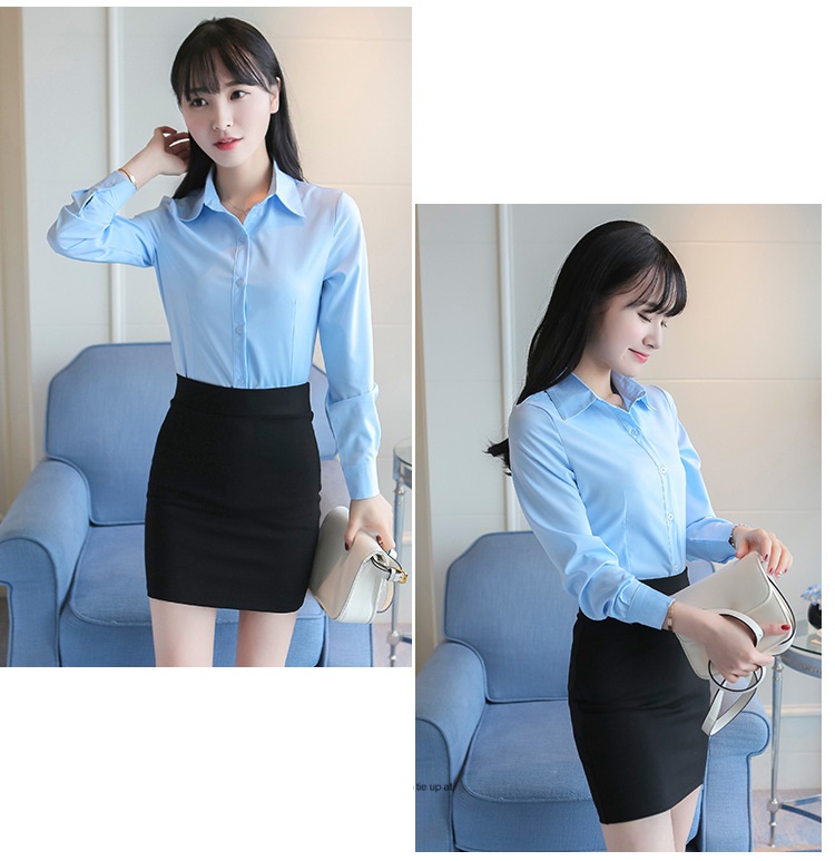 Áo sơ mi nữ công sở dài tay, thiết kế trơn basic lịch sự CS32_xanh