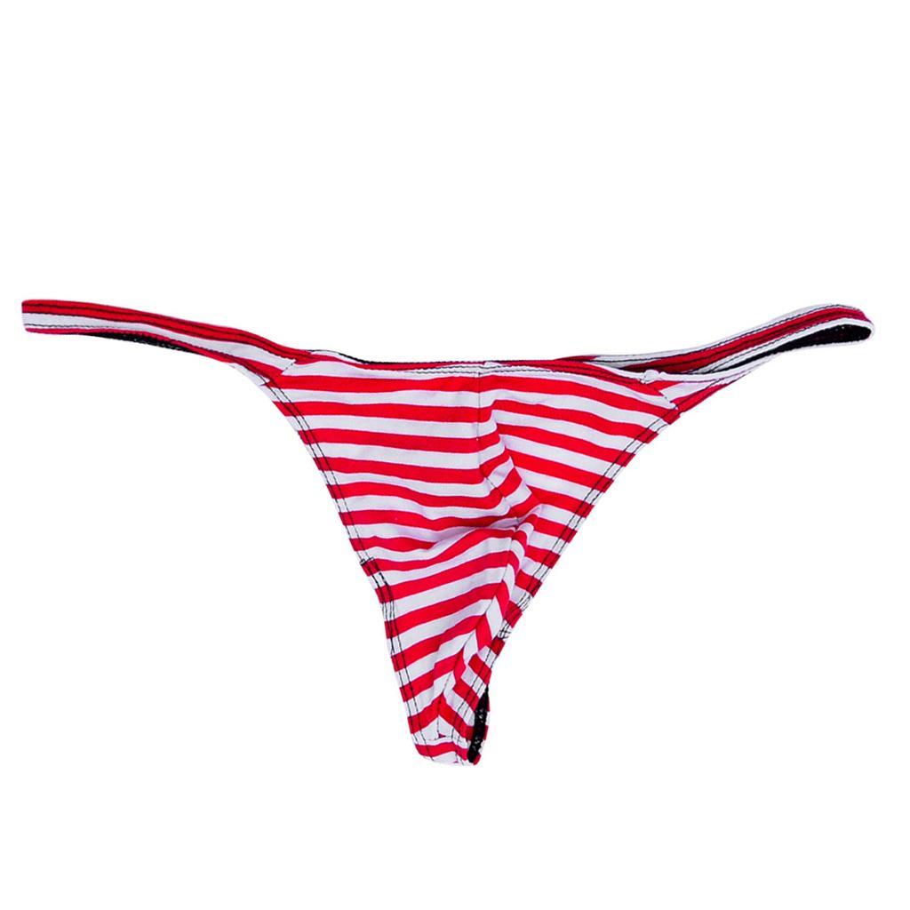 2-3pack Men's Sexy G-string Underwear T-back Thongs Briefs Red White Striped