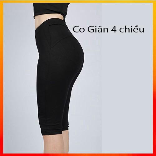 Quần Legging đùi nâng mông cạp cao siêu co dãn, Quần Legging đùi nữ thể thao