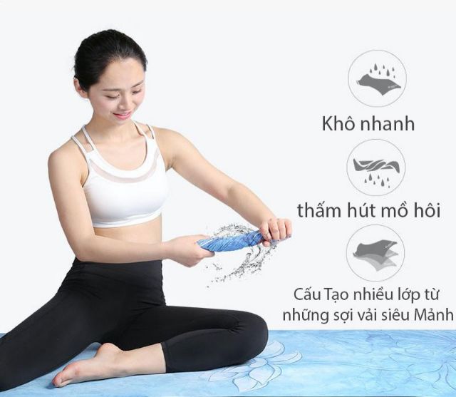 Khăn lau mồ hôi tập Yoga , kích thước 110cm x 25cm khăn thêu vải cotton cao cấp pha nhung mềm mại thấm hút mồ hôi, sử dụng trong các ngoại khoá ngoài trời , gym , thể thao , yoga